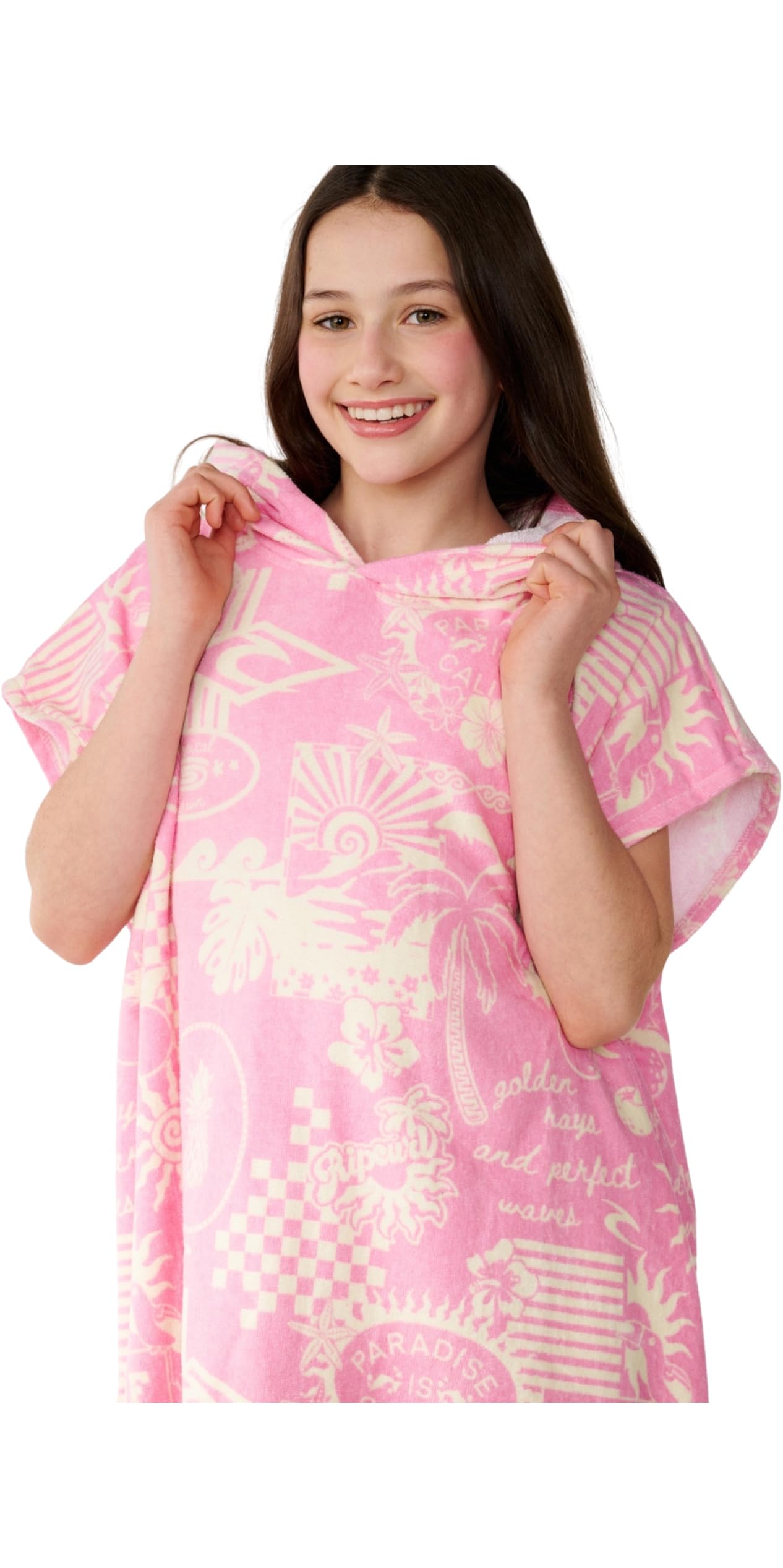RIP CURL 2026 Bambino Asciugamano Misto Hooded 00GGTO - Naturale/Pink