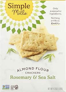Simple Mills Almond Flour Crackers Rosemary Sea Salt - Gluten Free Vegan Paleo Healthy Snacks 4.25oz