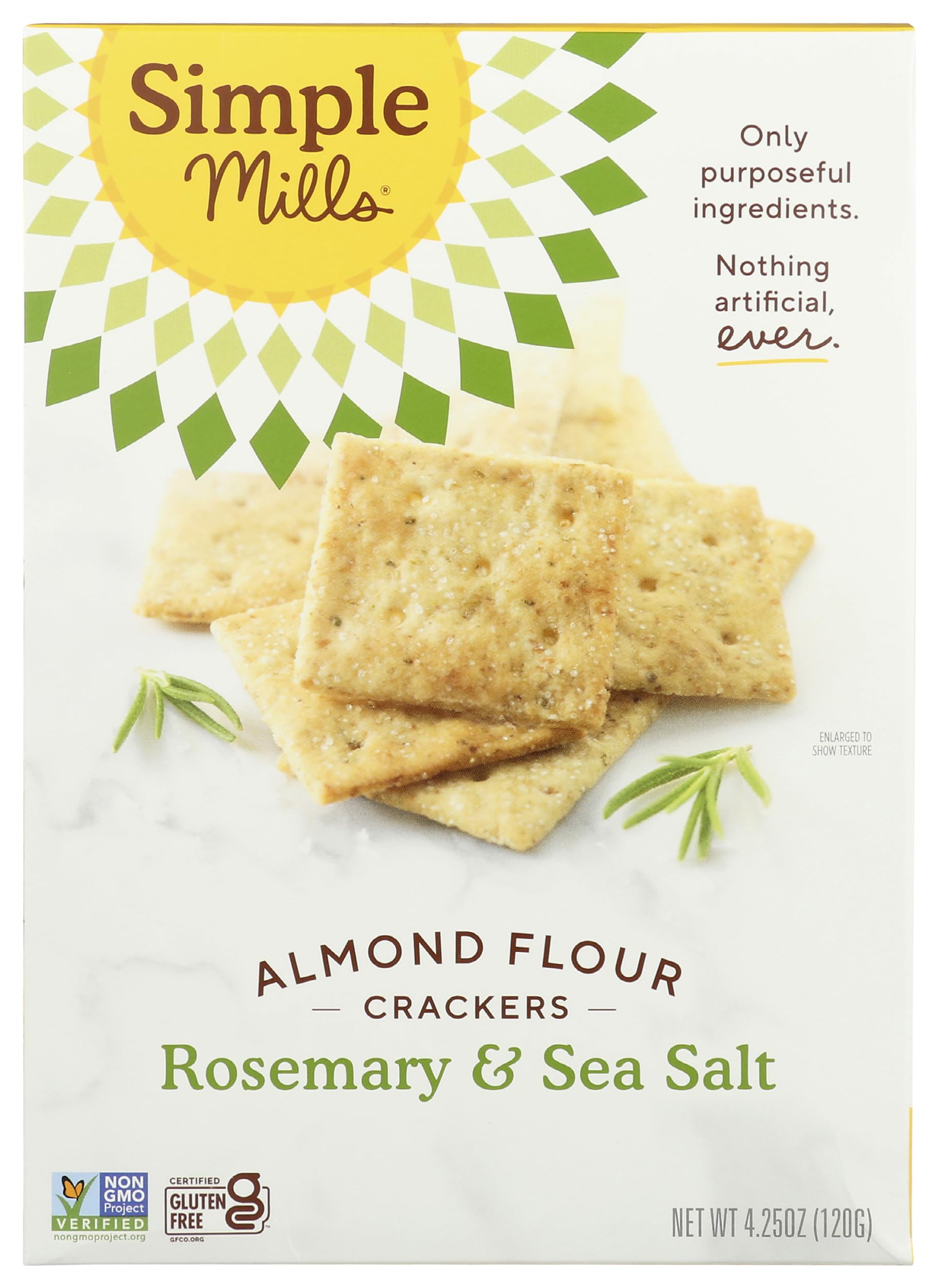 Almond Flour Crackers, Rosemary & Sea Salt - Gluten Free, Vegan, Healthy Snacks, 4.25 Ounce (Pack of 1)