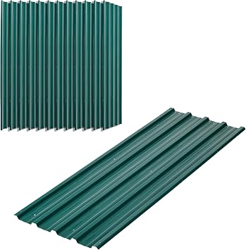 Outsunny Corrugated Roofing Sheets Pack of 12 129 x 45cm Green | Galvanised Metal Roofing Sheets, for Greenhouse, Garage, Storage Shed, Carport