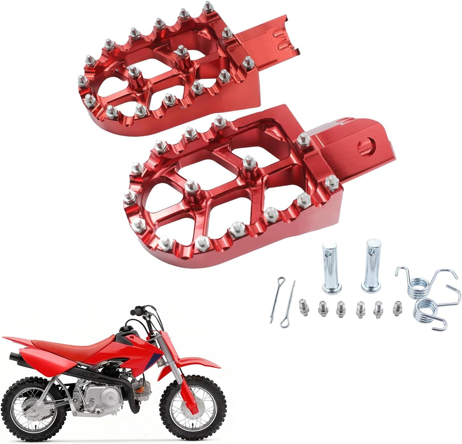 Footpegs Foot Pegs Foot Pedals Rests For CRF50 CRF70 CRF110 XR50 XR70 XR110 CRF XR 50 70 110 M2R SDG DHZ KAYO Dirt Bike Pit Bike (Red)