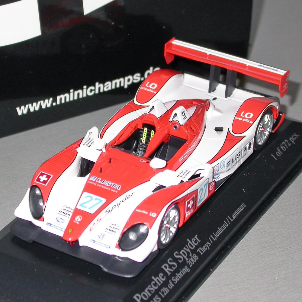 Minichamps 400086627 Porsche Rs Spyder Lienhard Theys 12H Sebring 2008 Auto Da Gara Scala 1/43