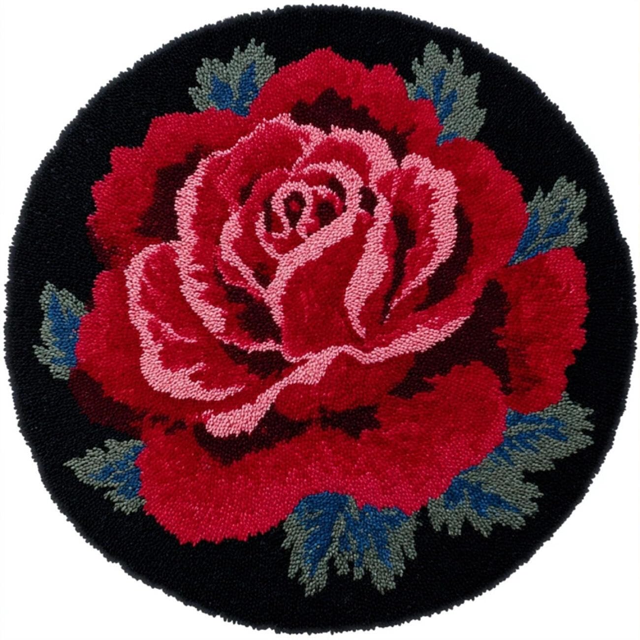 Kitquiver Latch Hook Carpet Kits Red Roses 50x50cm