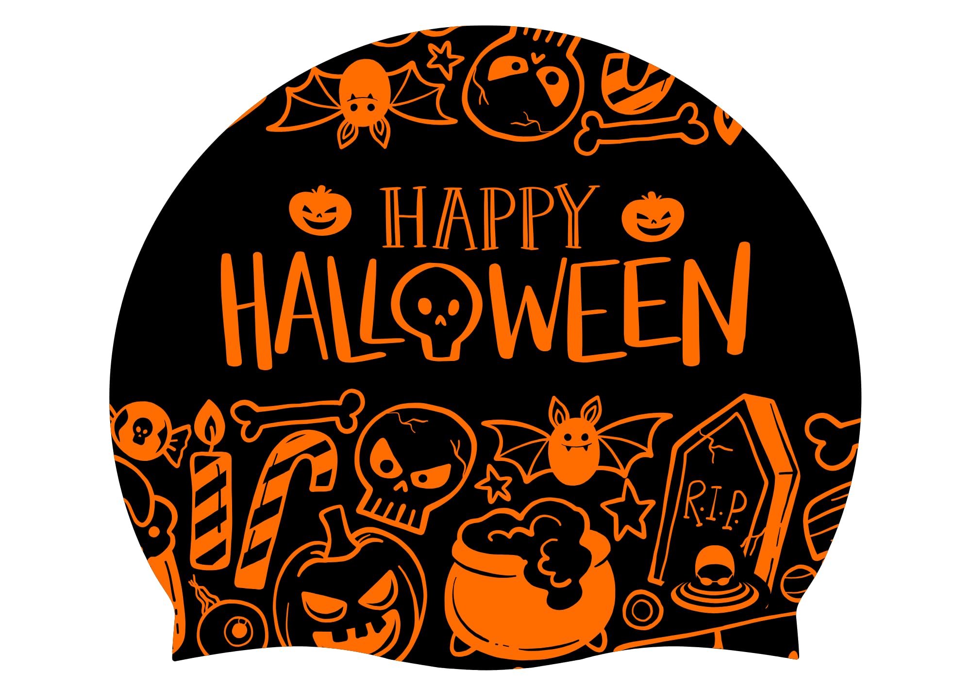 SportySwim Halloween Swim Cap - One Size Non-Slip Silicone Swim Hat — image 1