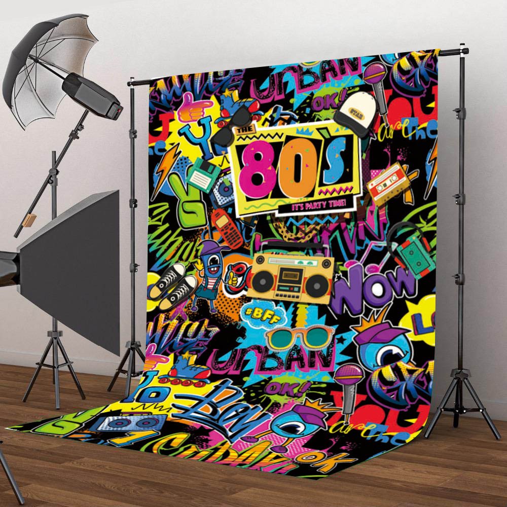 Mehofoto Hip Pop 80's Themed Backdrop 80s Graffiti Photography