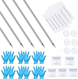 QWALIT Piercing Needle Kit - Ear & Belly Button Piercing Set 20G, 18G, 16G, 12G, 14G
