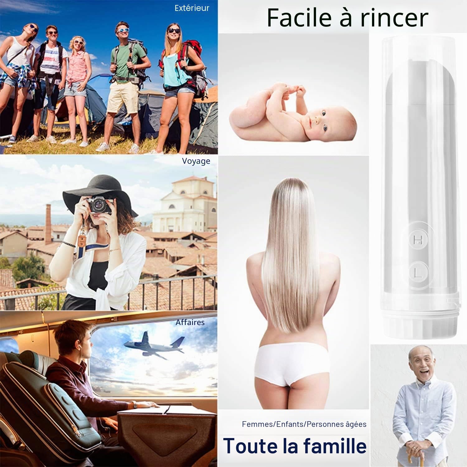 Bidet de voyage portable par YAMI, IPX6 Bidet électrique étanche avec film de décompression automatique et buse Réglage de 180 degrés Parfait pour le lavage de bébé, soins personnels