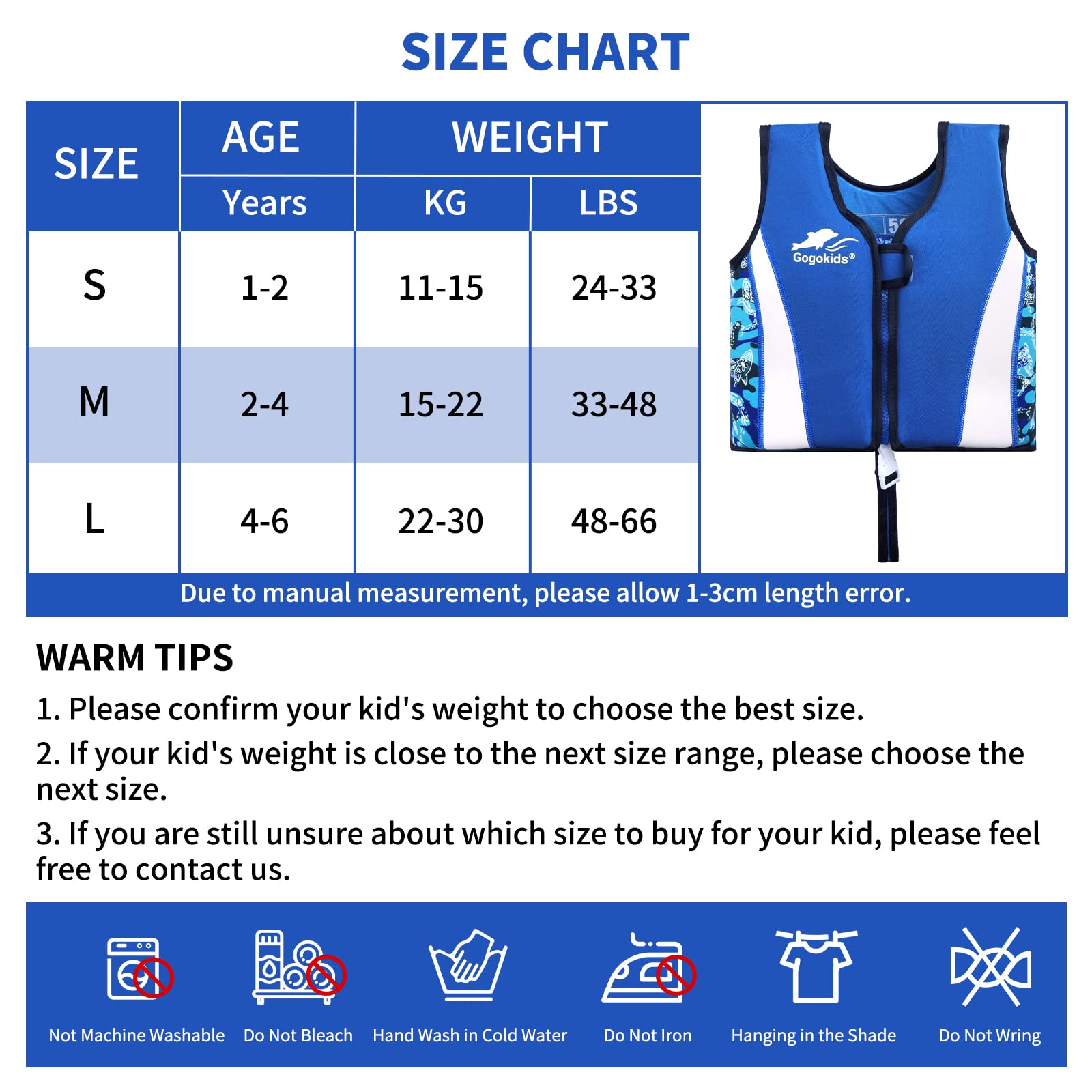 Fille Garçon Gilet de Natation - Enfants Maillot de Bain Veste avec Flottaison Entraînement de Natation 2-6 Ans