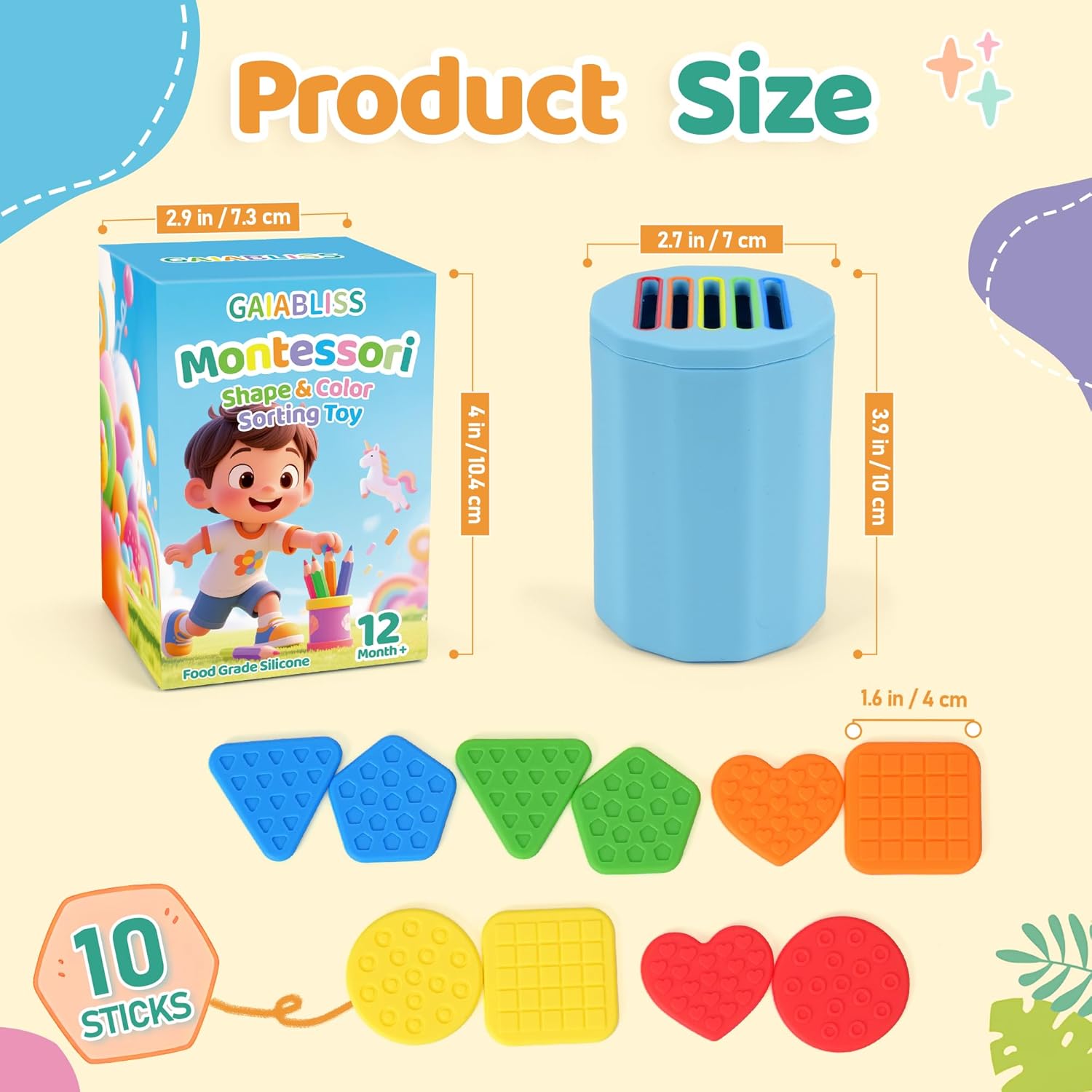 Montessori Toys for Toddlers 1 2 Year Old Girl and Boy, Shape & Color Sorters Sensory Toys for Toddlers 1-3, Montessori Toys 1 2 Year Old (Pieces)