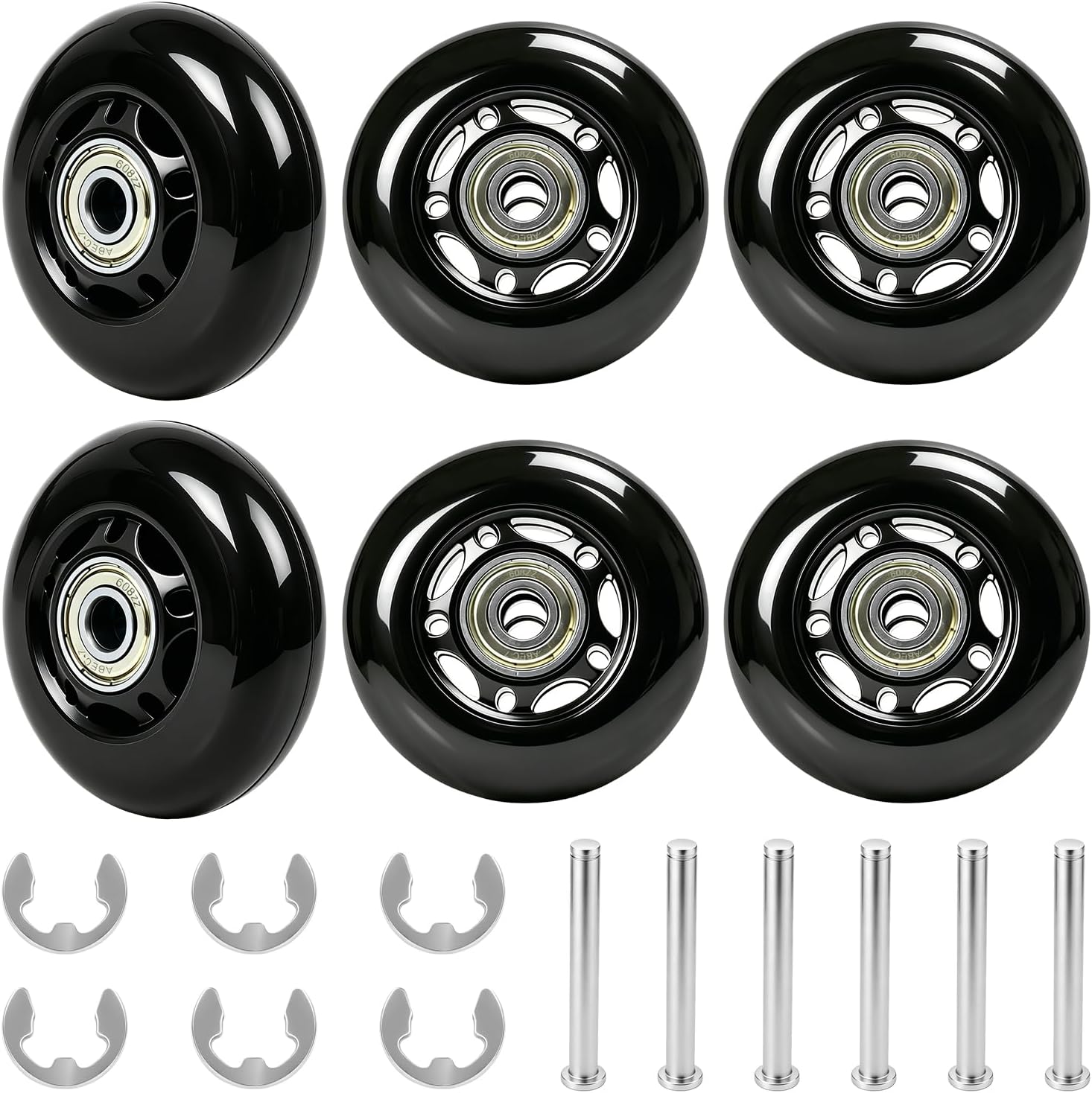 6 Sets Replacement Wheels Compatible with Pelican Storm iM2500 iM2620 | For iM2720 iM2950 iM2975 iM3410, Heavy Duty Durable Travel Case Wheels for Luggage & Equipment Cases, Easy Install