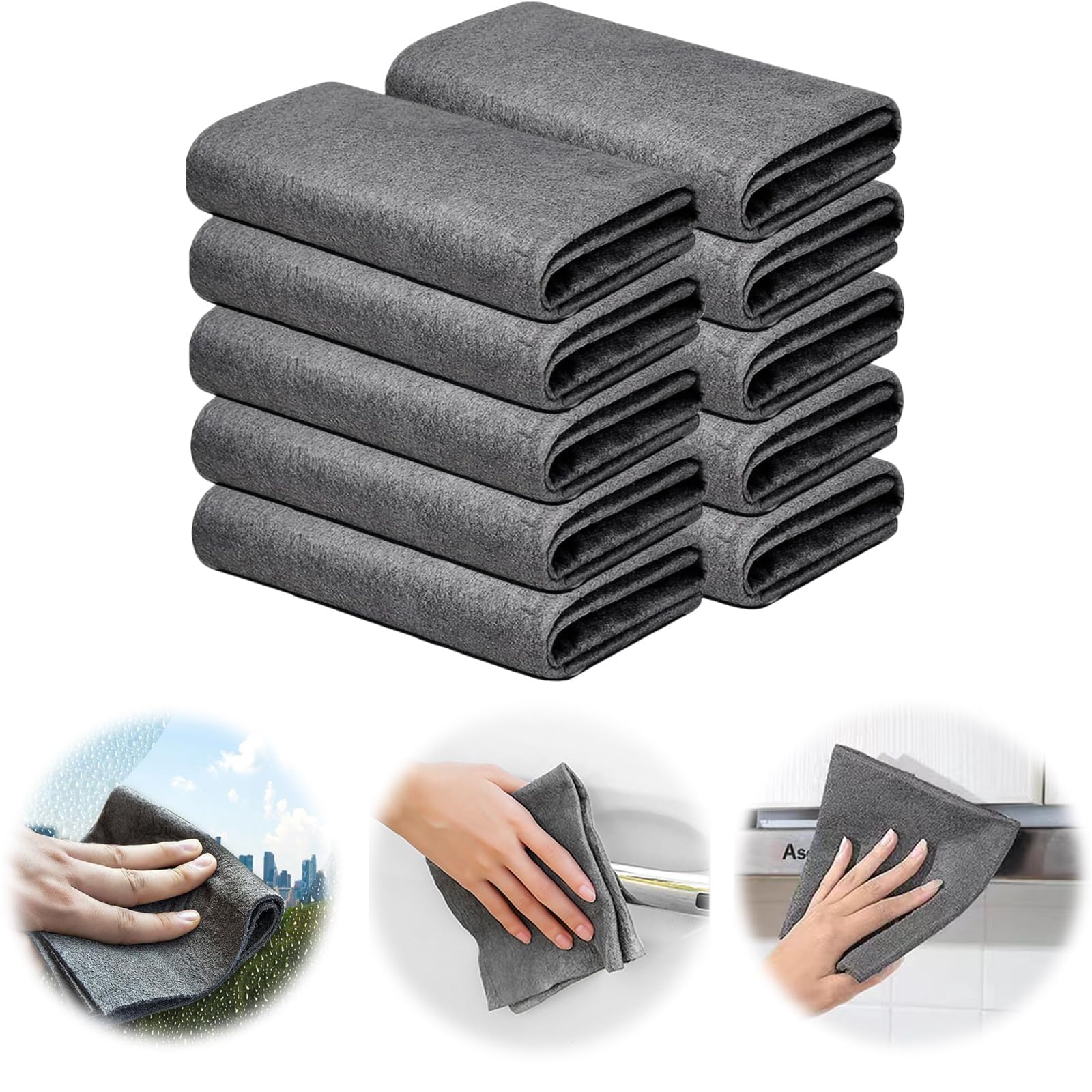 flintronic Magiczne ściereczki do czyszczenia, 10 sztuk ściereczki do czyszczenia szkła z mikrofibry, wielofunkcyjna zmywalna ściereczka do kurzu, wielokrotnego użytku, niestrzępiące się ściereczki do