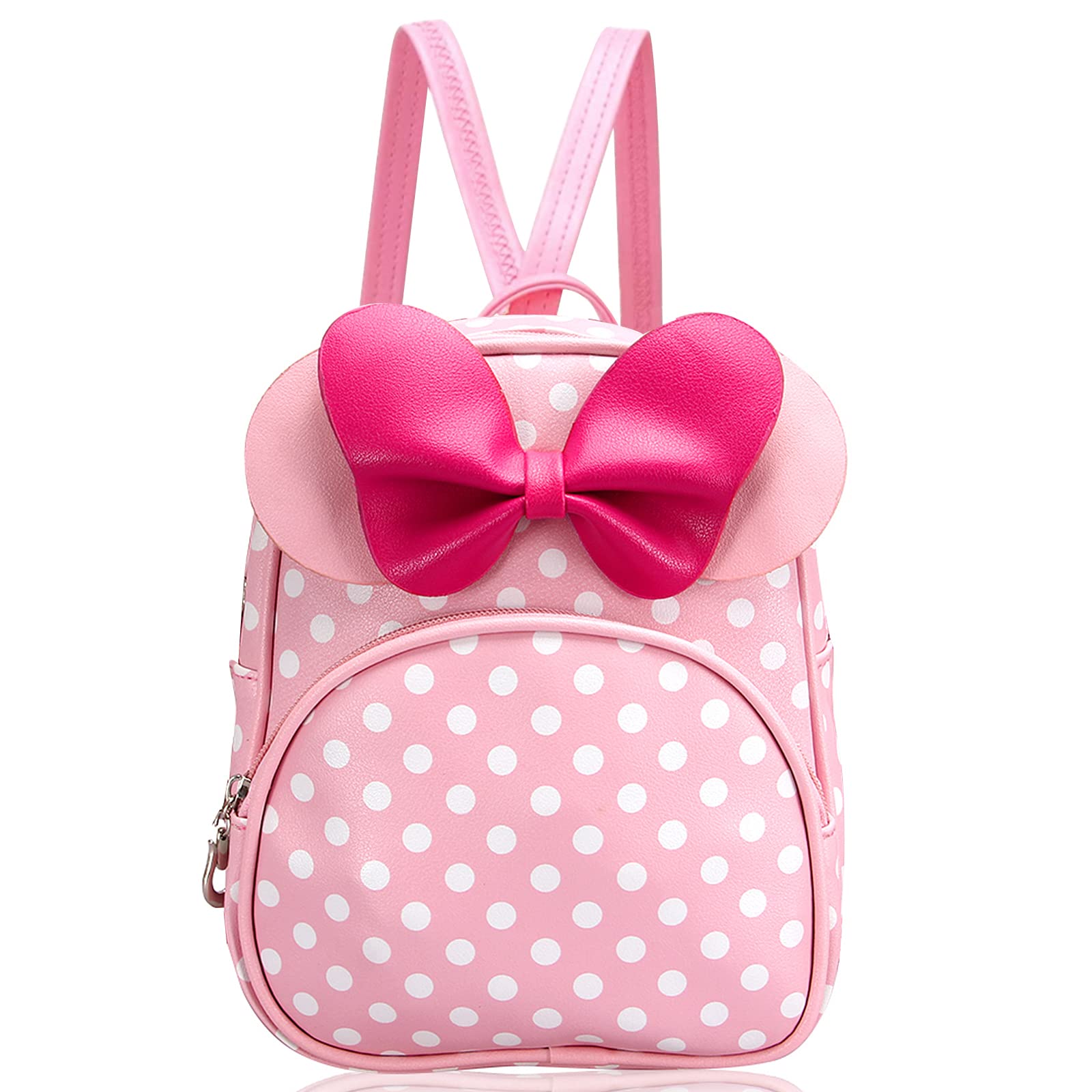 Voikukka Cute Mini Mouse Backpack for Toddler Girls Leather Kid Crossbody Bag Small Kids Mini Backpack Pink Toddler Cross Body Purse Travel Toys Baby Girl Backpacks