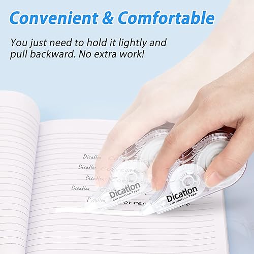 Miniatura 3 de Cinta correctora blanca paquete de 10 unidades, aplicador de rodillo fácil de usar, secado instantáneo, película de PET sin atascos, correcciones