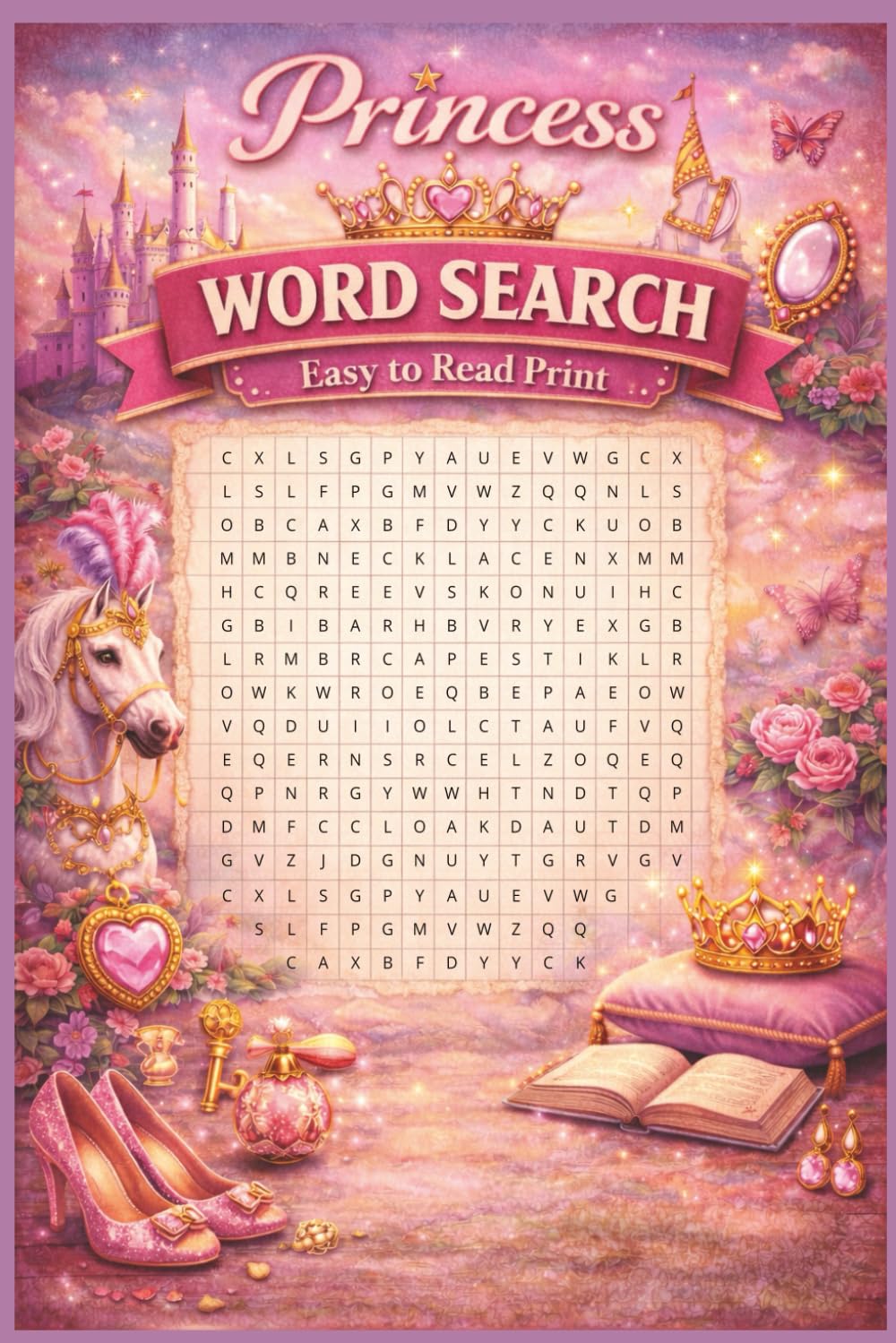Word Search Puzzle: Princess: Word Searches with Easy to Read Print about Princess, Queen, Fairytale Lovers and More | 50+ Puzzles | 110 pages | 6x9 inches | Ideal Present for Vacations, Holidays
