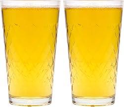 500 ml Trinkglas Rautenmuster 2er Set aus robustem Klarglas für Apfelwein und Longdrinks