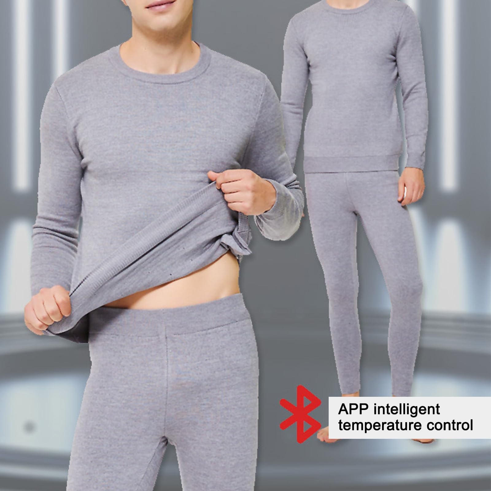 Set di Biancheria Intima Riscaldata Per Uomini E Donne, Termica Riscaldata + Pantaloni Riscaldati Elettricamente, Alimentato a Batteria USB Pantaloni Smart Control Temperatura Tuta Calda ( Colore : Bl