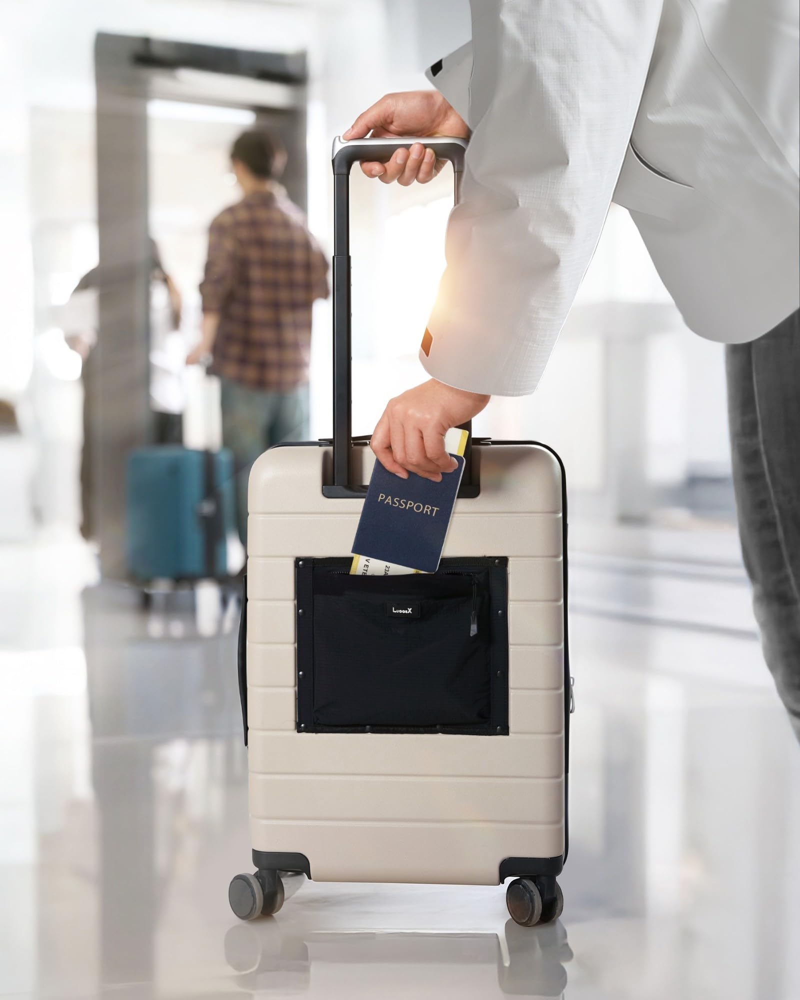 LUGGEX Carry On Luggage HUP3, Hardshell Suitcase with DiHook, Handy Pouch, 20 inch Expandable Suitcases Airline Approved TSA Lock, with Spinner Wheels (HX-Core)