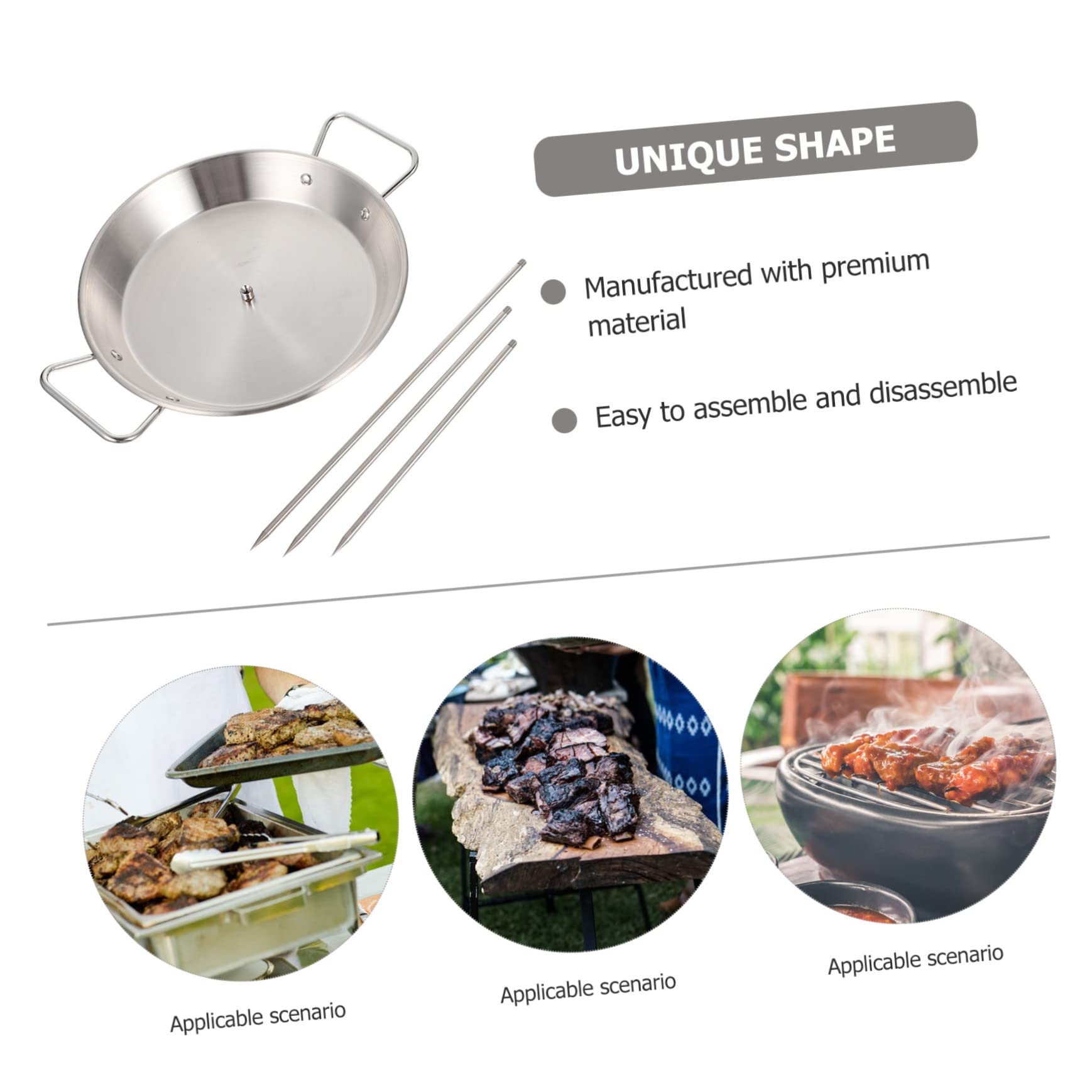 ibasenice Parrilla para Barbacoa Portátil de Acero Inoxidable Diseño Ergonómico y Desmontable, Adecuado para Asar Pollo y Pavo en Exteriores y BBQ