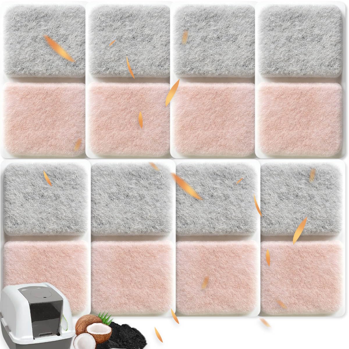 Confezione da 8 filtri di ricambio per Catit Airsift Jumbo per Regular per lettiere Smartsift Filtro a doppia azione per lettiera per gatti Filtri di ricambio per mantenere l'odore fresco