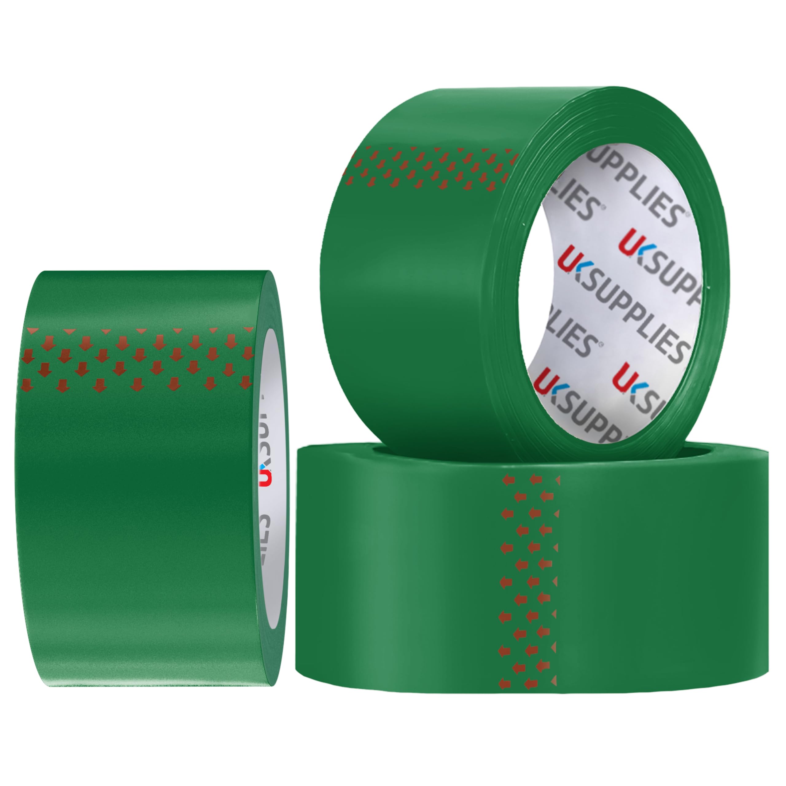 UK SUPPLIES LIMITED 3 Rolls LOW NOISE Premium Green Packaging Tape (All Packs & Colors) 48MM X 66M Extra Strong Secure Sticky Adhesive Durable Parcel Sealing Tape for Packing Boxes & Moving Houses