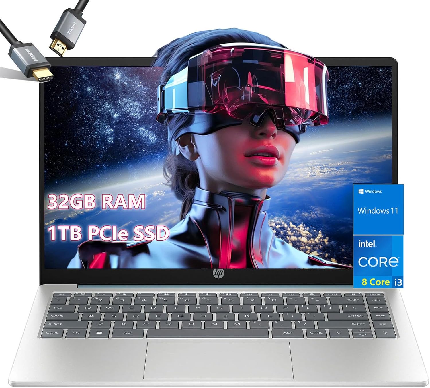 HP-14 inch Laptop-Windows 11-8 Core Intel i3-N305-32GB RAM -1TB PCIE SSD -Student Laptop School – Long Battery Life – Ultralight – Mini Computadoras Laptop en oferta 2024 – HDMI Cable