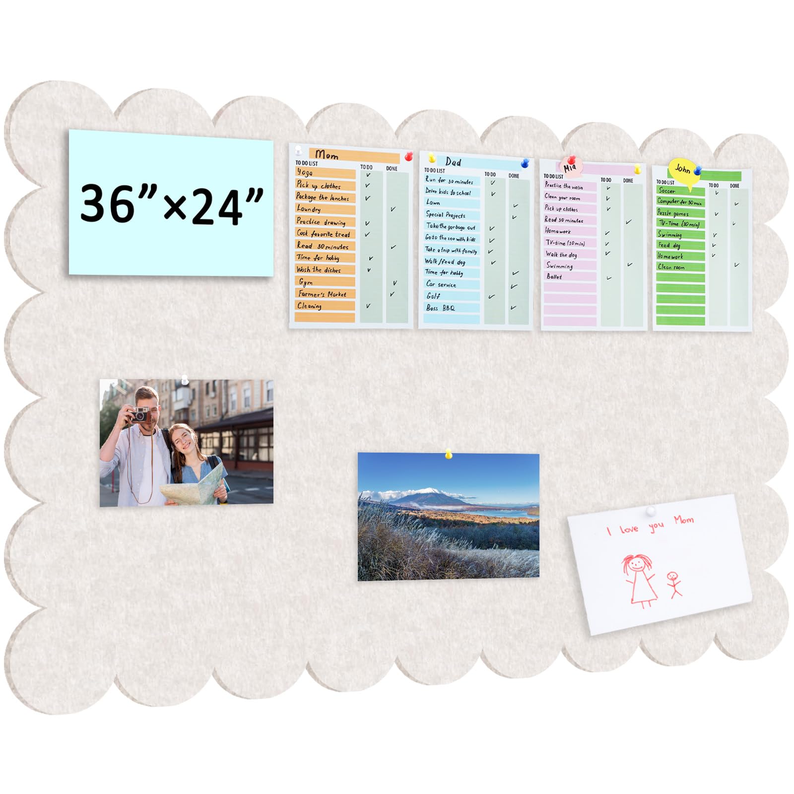 Lightomorrow Large Bulletin Board - 48 X 36 Inches, Decorative Felt Pin Board For Wall - 4' X 3' Foldable Photo Display Board With Self-Adhesive Tape, Includes 20 Push Pins - Gray - View #10