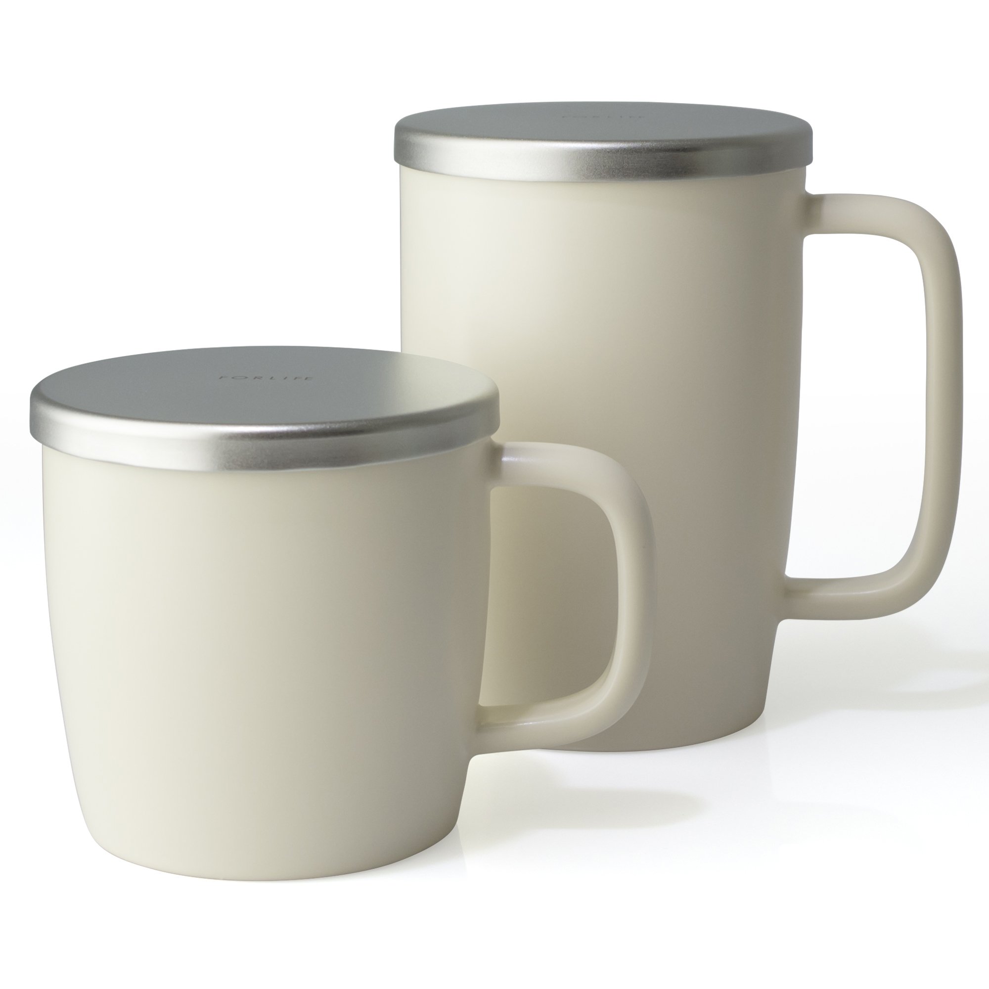 FORLIFE Dew Taza de café con acabado satinado con infusor de cesta y tapa de acero inoxidable, 11 onzas