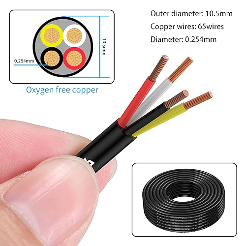 Vista 64 de Cable eléctrico de calibre 18 y 2 conductores, cable de PVC trenzado de 18 AWG, cable flexible de cobre sin oxígeno de 15.3 pies para tiras LED
