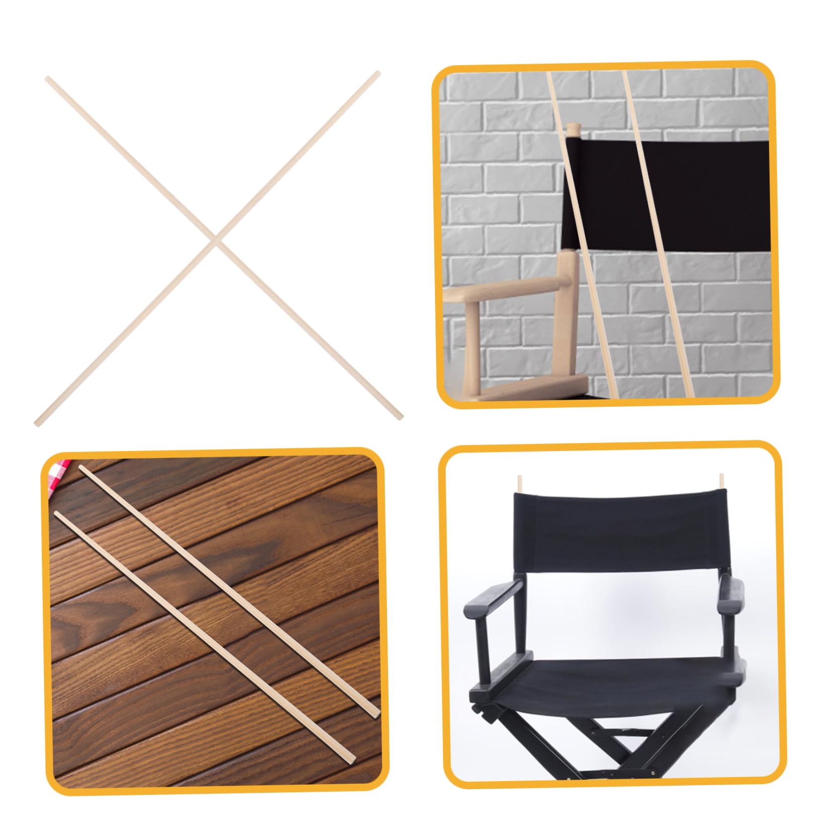 BESPORTBLE Asta per Sedie da Regista in Bambù 2 Pezzi Supporti per Sedili Accessori Mobili Ricambio Leggero e Resistente Beige Adatto a Sedie da Regista