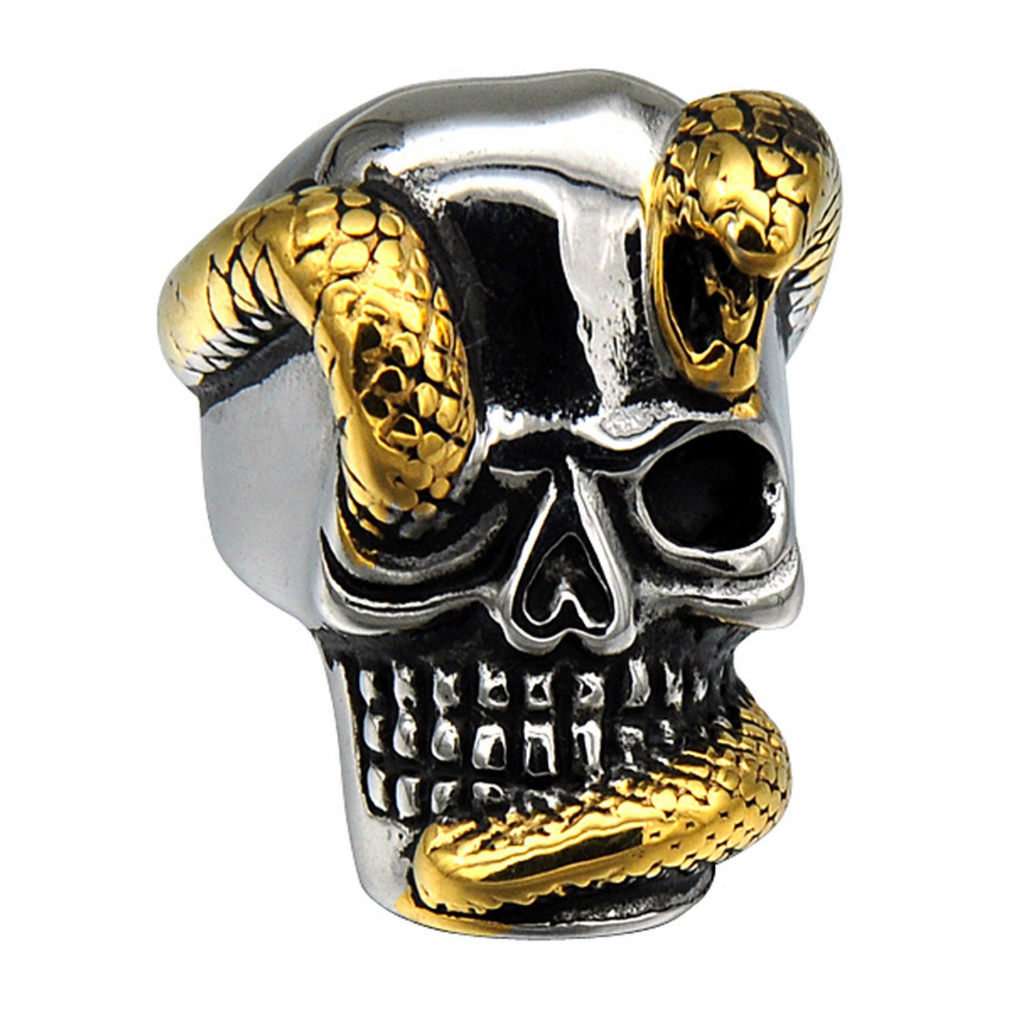 Punk Gothic Skeleton Skull Rin Biker Gold Color Men sterling silver engagement ring