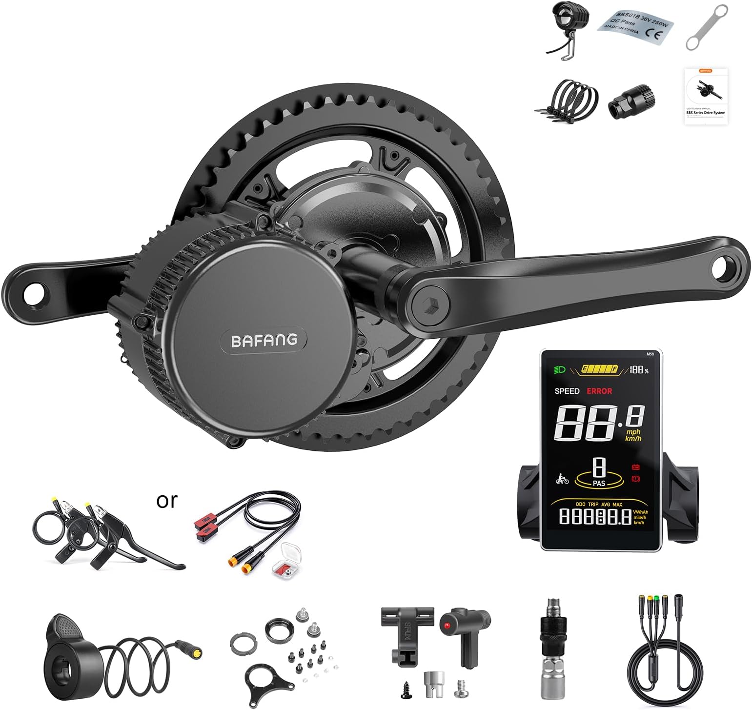 BAFANG 750W Mid Drive Kit,Mid Drive Ebike Conversion Kit Brushless Upgraded Motor with LCD Digital Display Chainring for Commuter Bike,Recumbent Trike,Mountain Bike,Cargo Bike
