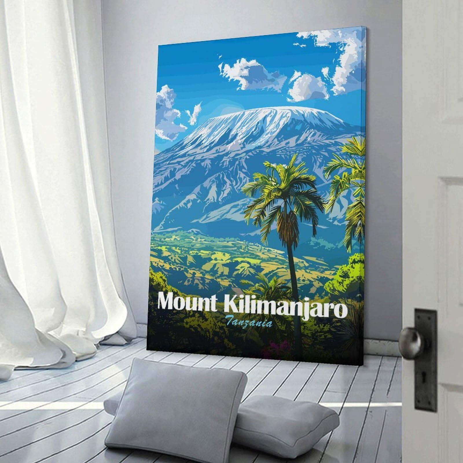 Junmoney Wall Picture Print Mount Kilimanjaro Tanzania Travel, 16x24inch(40x60cm), for Entrance Walls, Hall Decor Or Foyers, A Neat Decor Update for Hallways
