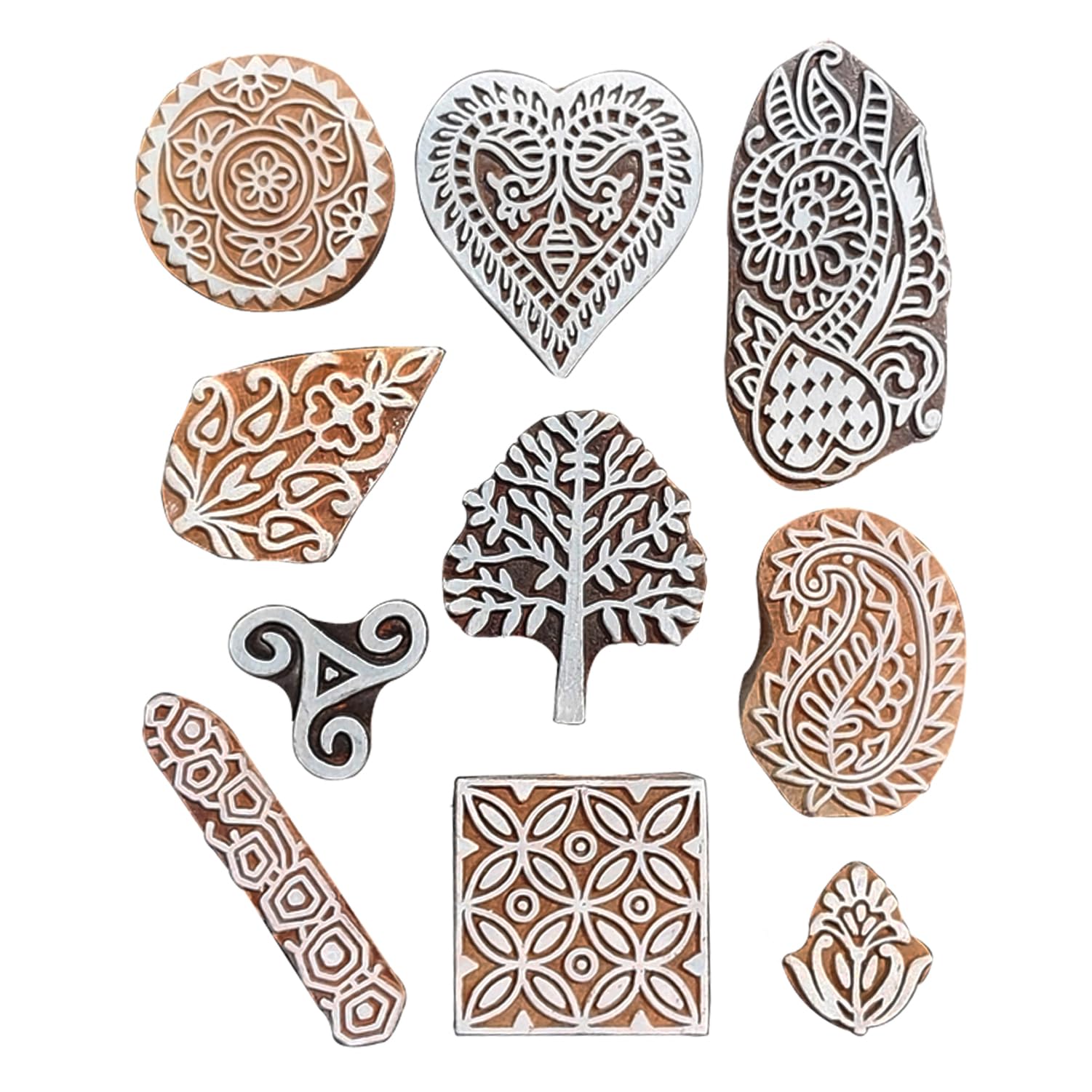 Royal Kraft Assorted Wooden Block Printing Stamps (Set of 10) Bulk01_10B, 10 pcs