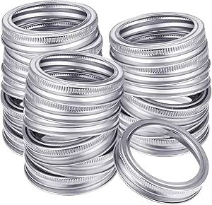 24 Pieces Regular Mouth Mason Jar Canning Bands - Reusable Replacement Metal Rings, Practical Screw Jar Bands, Leak Proof Tinplate Metal Rings, Compatible With Mason Jar