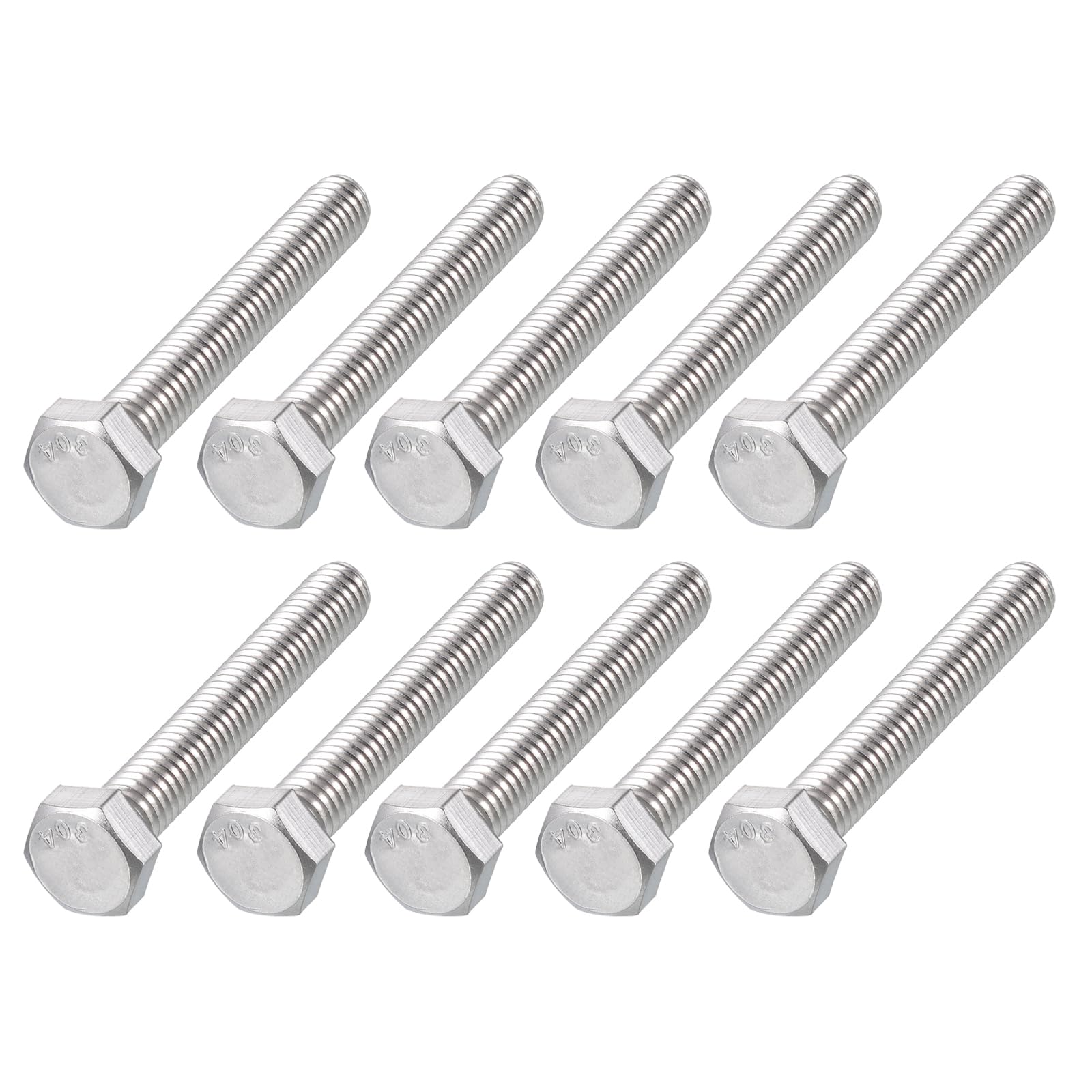 METALLIXITY Hex Head Bolts (5/16-18 x 2-3/4") 15Pcs, 304 Stainless Steel 18-8, Fully Threaded, External Hex Drive