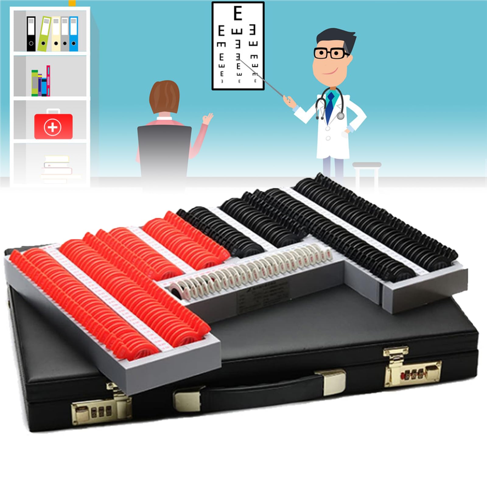 Kit di optometria, Set di Lenti di Prova ottiche da 232 Pezzi, Kit di optometria Accessori per la Protezione degli Occhi con Custodia in Alluminio, Attrezzatura per Lenti di Prova ottiche in