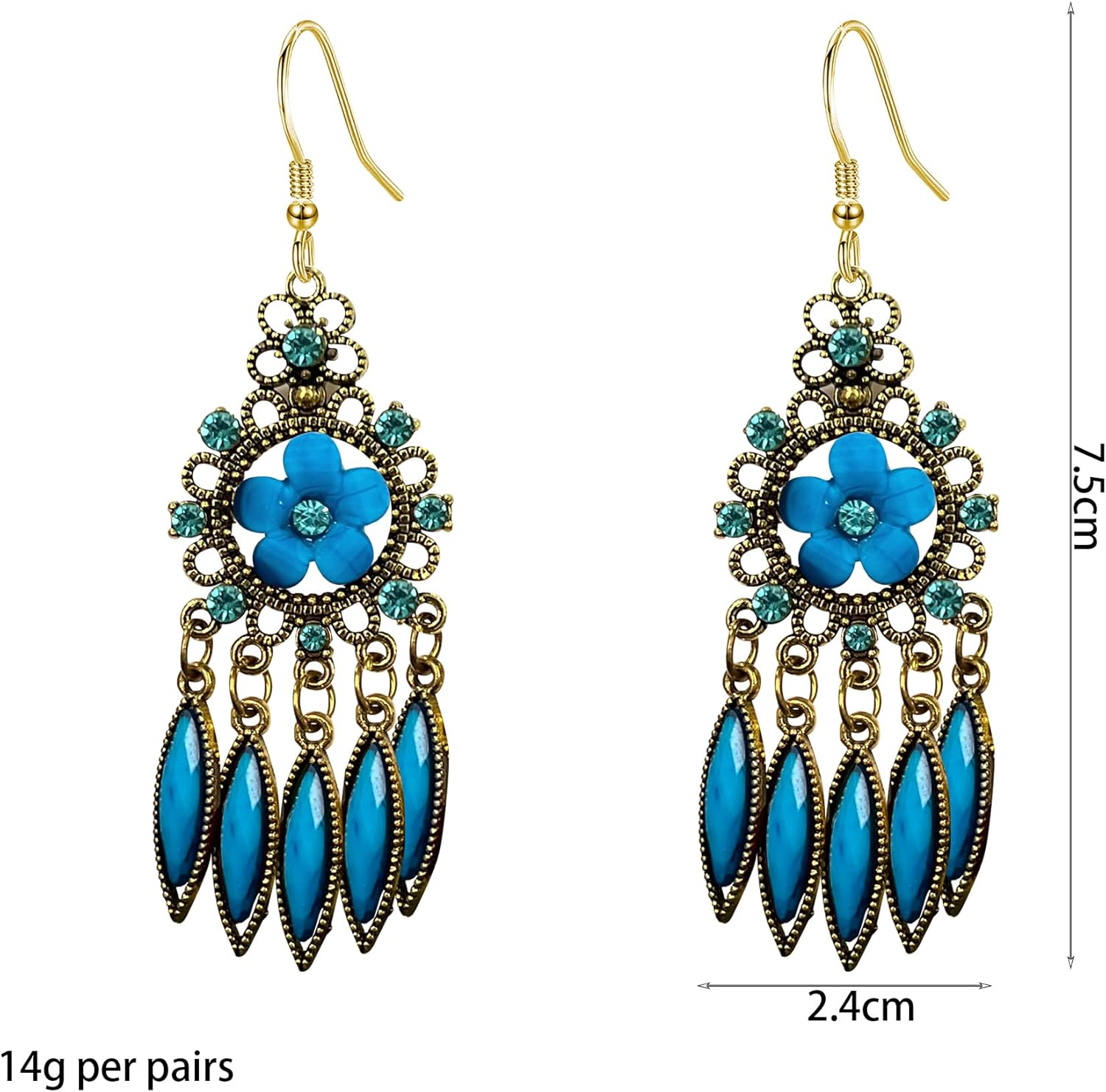 Boho Earrings for Women Trendy Statement Sunflower Dangle Dainty Cubic Zirconia Bohemian Earrings Handmade Jewelry - Image 5