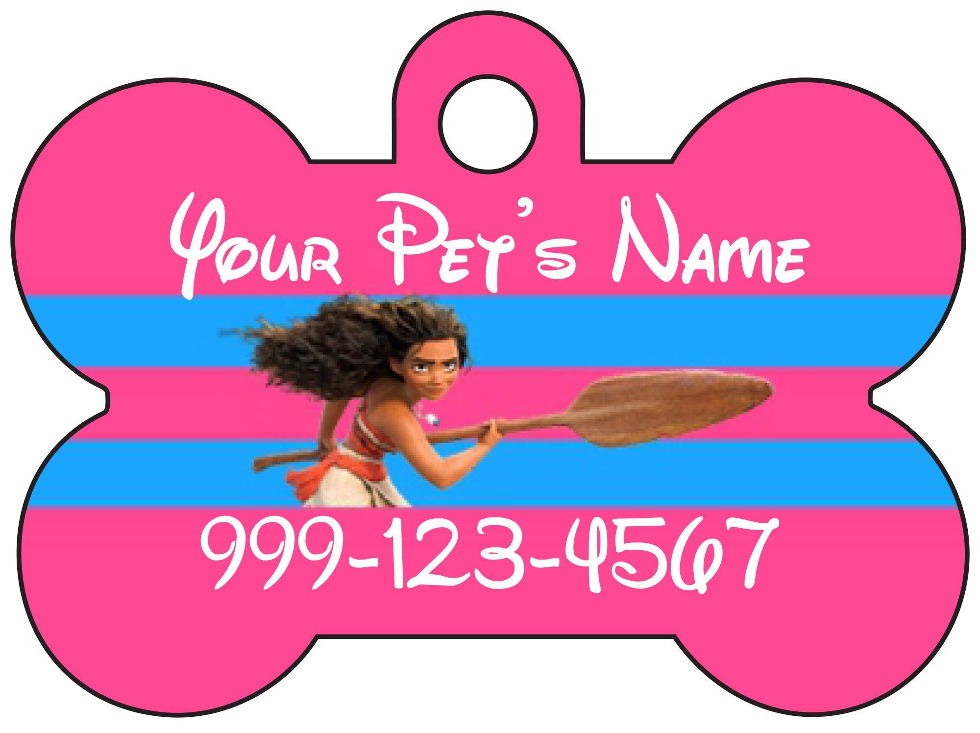 Moana Pet Id Dog Tag Personalized w/ Your Pet's Name & Number