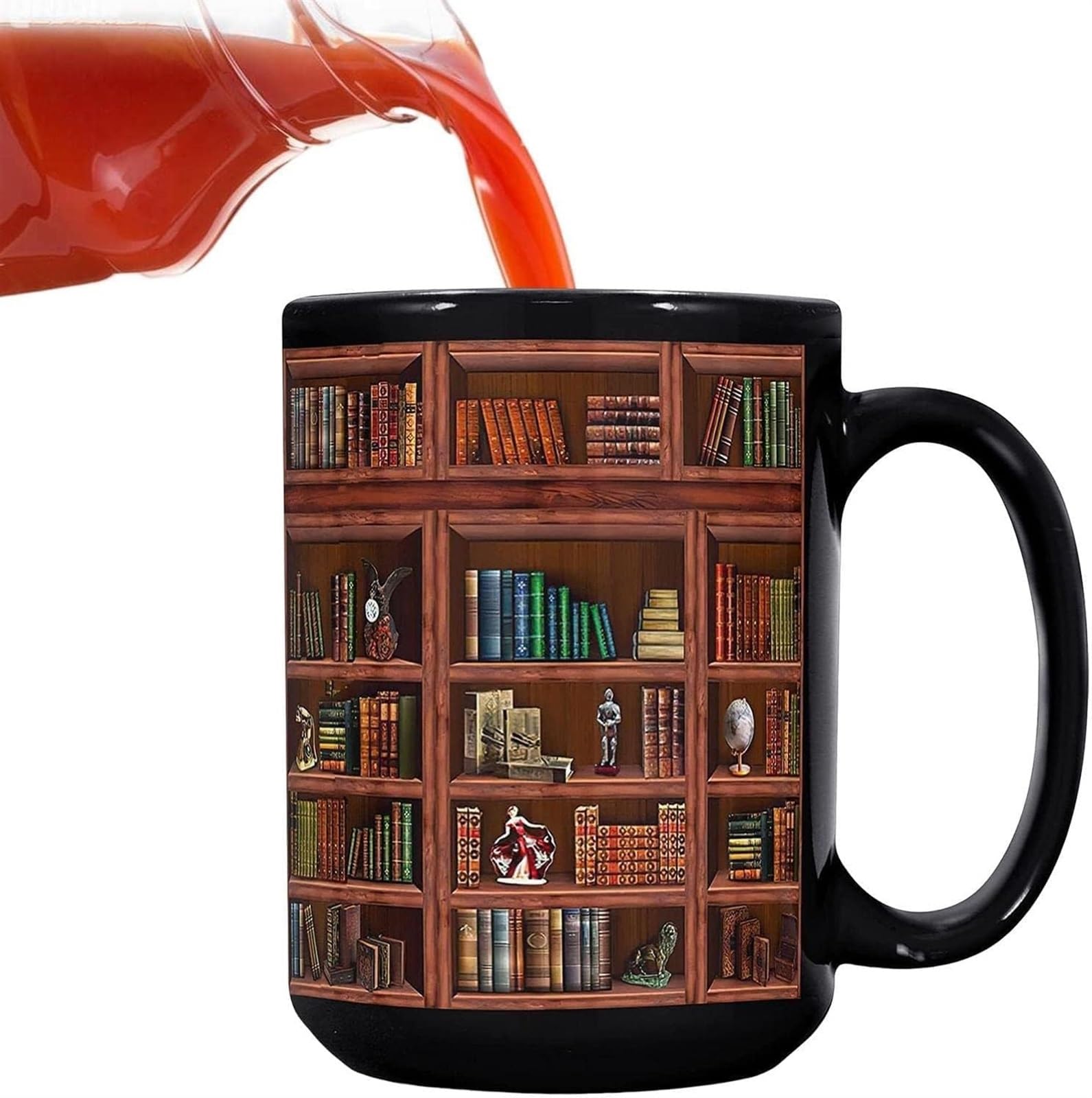 KanDuo Personalisierte Kaffeetasse, Keramik-Trinkbecher, Keramik-Wassertasse, Kaffeetasse, Buch-Kaffeetasse – lustige Keramik-Buchclub-Tasse, 430 ml, beidseitig Bedruckte Bücherregal-Tasse f