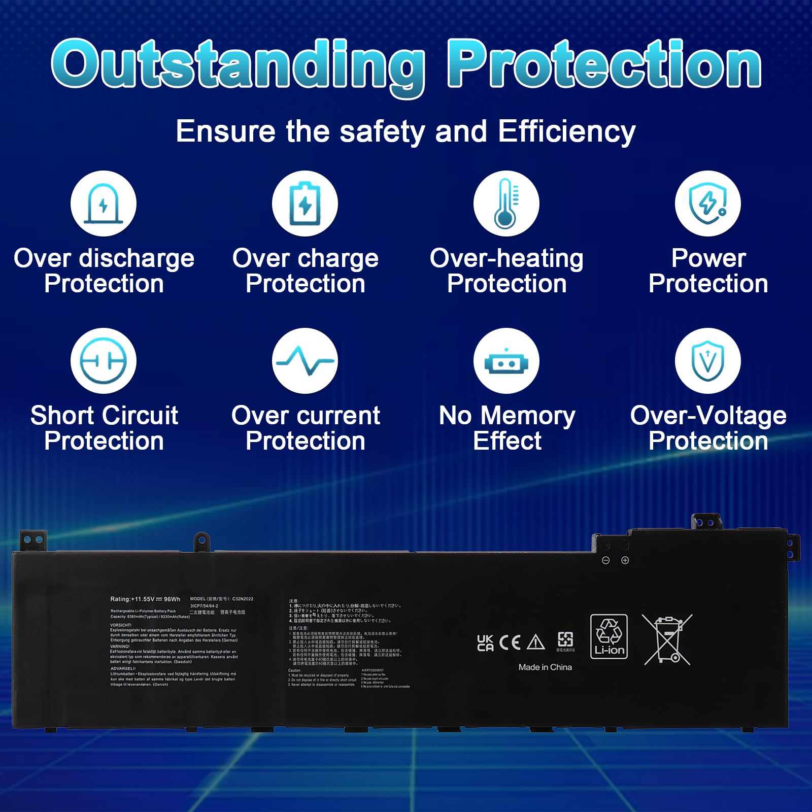 96Wh C32N2022 Batteria Laptop Compatibile con ASUS VivoBook Pro 16X