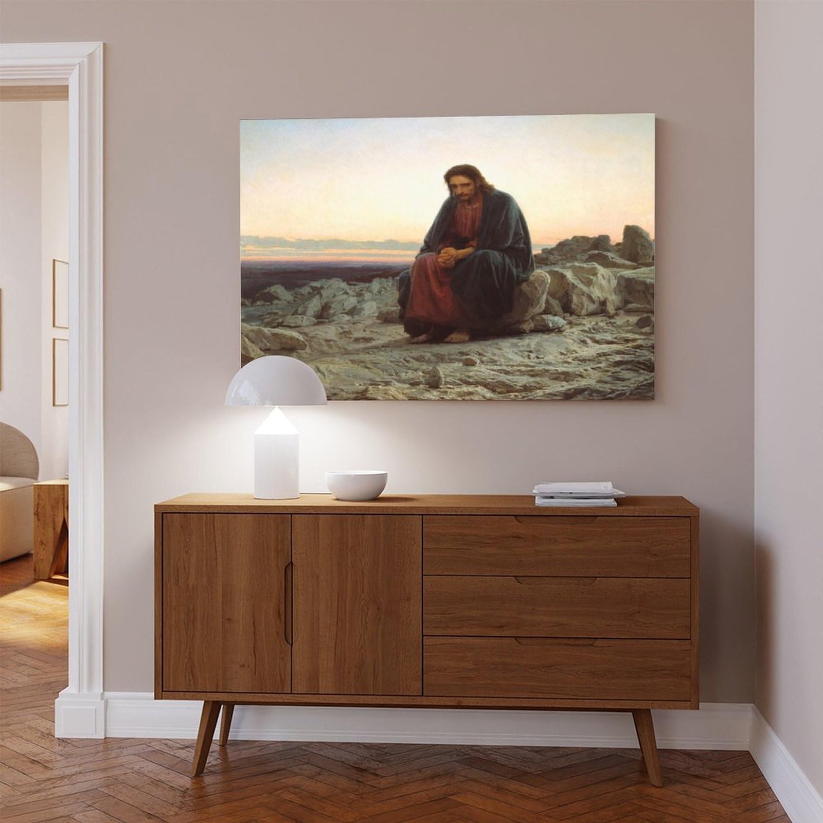 Ivan Nikolaevich Kramskoi - Póster de Cristo en el desierto desierto para dormitorio, lienzo decorativo impreso, arte de pared, oficina, habitación, decoración estética, regalo, sin marco, 20 x 30 i