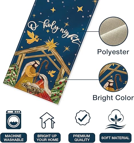 Miniatura 10 de Seliem Camino de mesa navideño de hombre de jengibre, caramelo de menta navideña, galletas, rayas rojas y verdes, decoración de mesa de comedor,