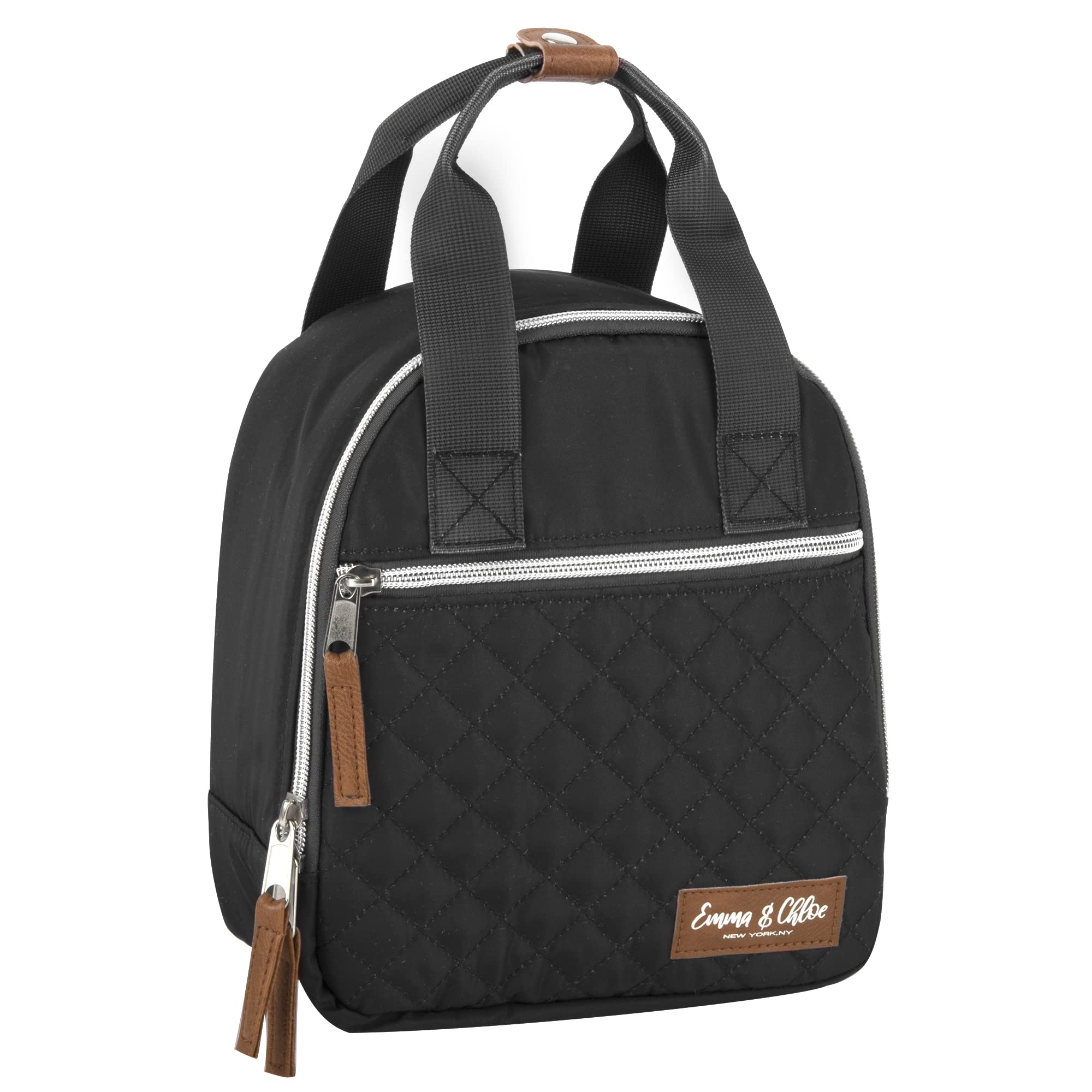 Emma & ChloeQuilted Insulated Lunch Cooler Tote Bag for Women | 6 Can Beach and Car Cooler Bags for Women for Work, Travel