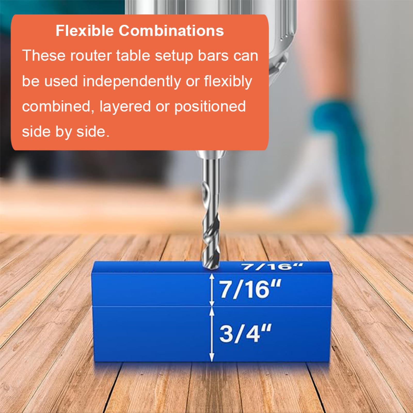 Juego de 15 rieles de ajuste de precisión azul con estuche de almacenamiento, juego de bloques de aluminio para sierra circular de mesa, accesorios para carpintería DIY