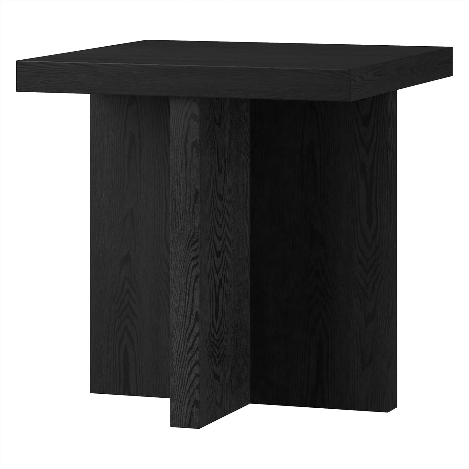 Henn&Hart 22" Scandinavian Square End Table, Side Table, Nightstand with X-Base for Living Room, Office, Family Room, or Bedroom, Black Grain