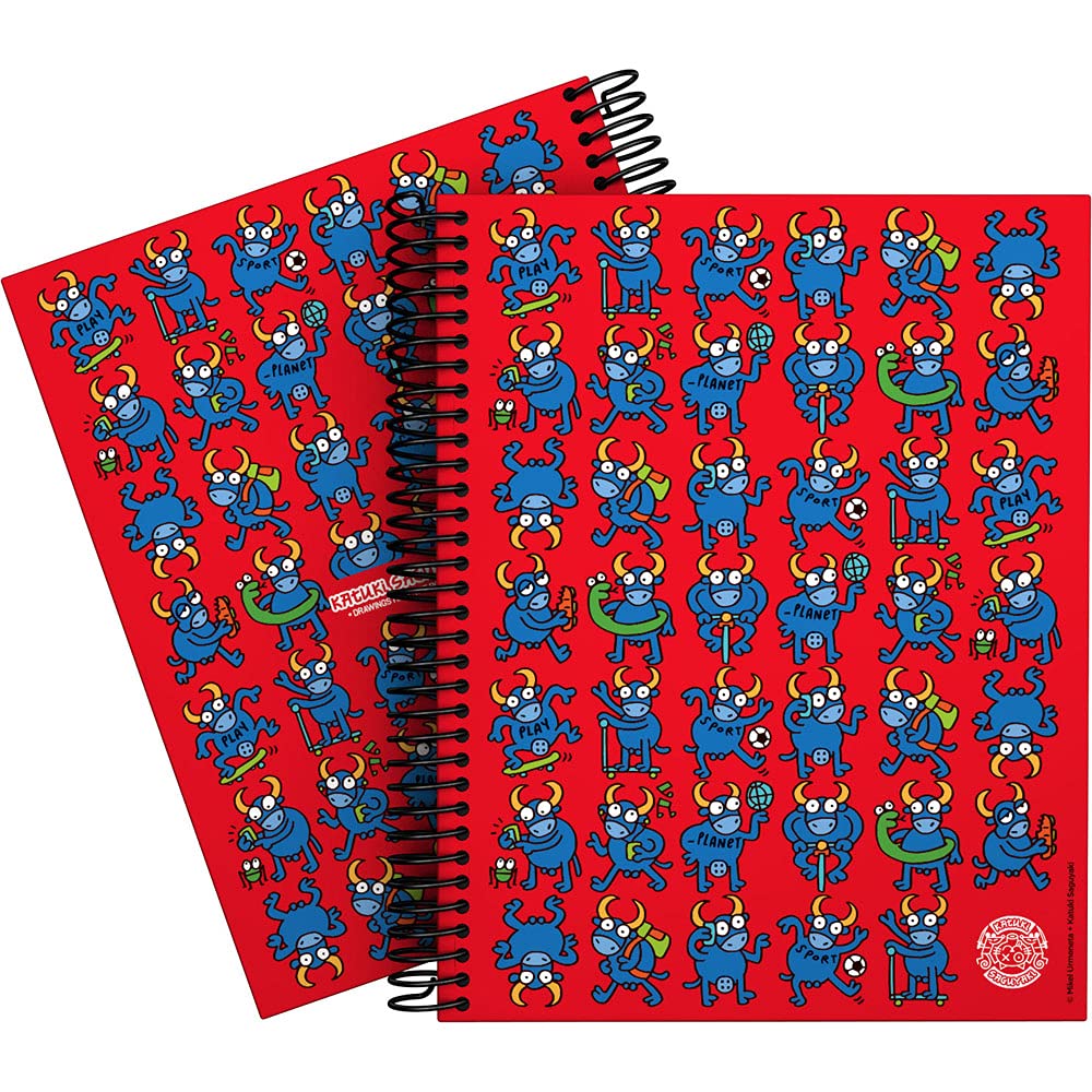 Grafoplás 16512632. Cuaderno A5, Espiral, Tapa Dura Cartón Forrado, Cuadricula 5x5, Certificado FSC, Colección Katuki Saguyaki, Bull