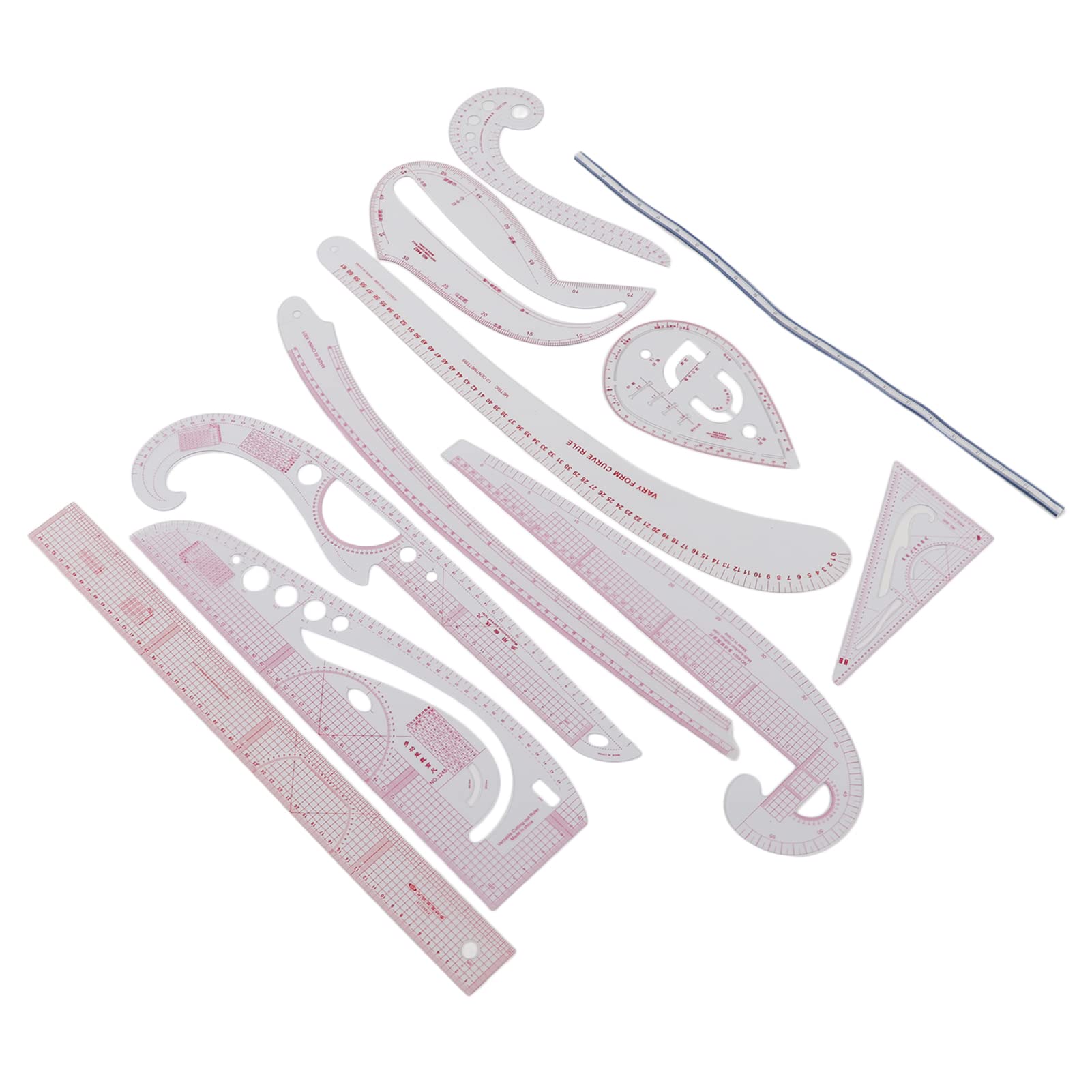 Set di 11 righelli da cucito di alta qualità, multiuso, scala trasparente, strumenti di misurazione ad alta precisione, flessibili, durevoli, in plastica, per quilting, per