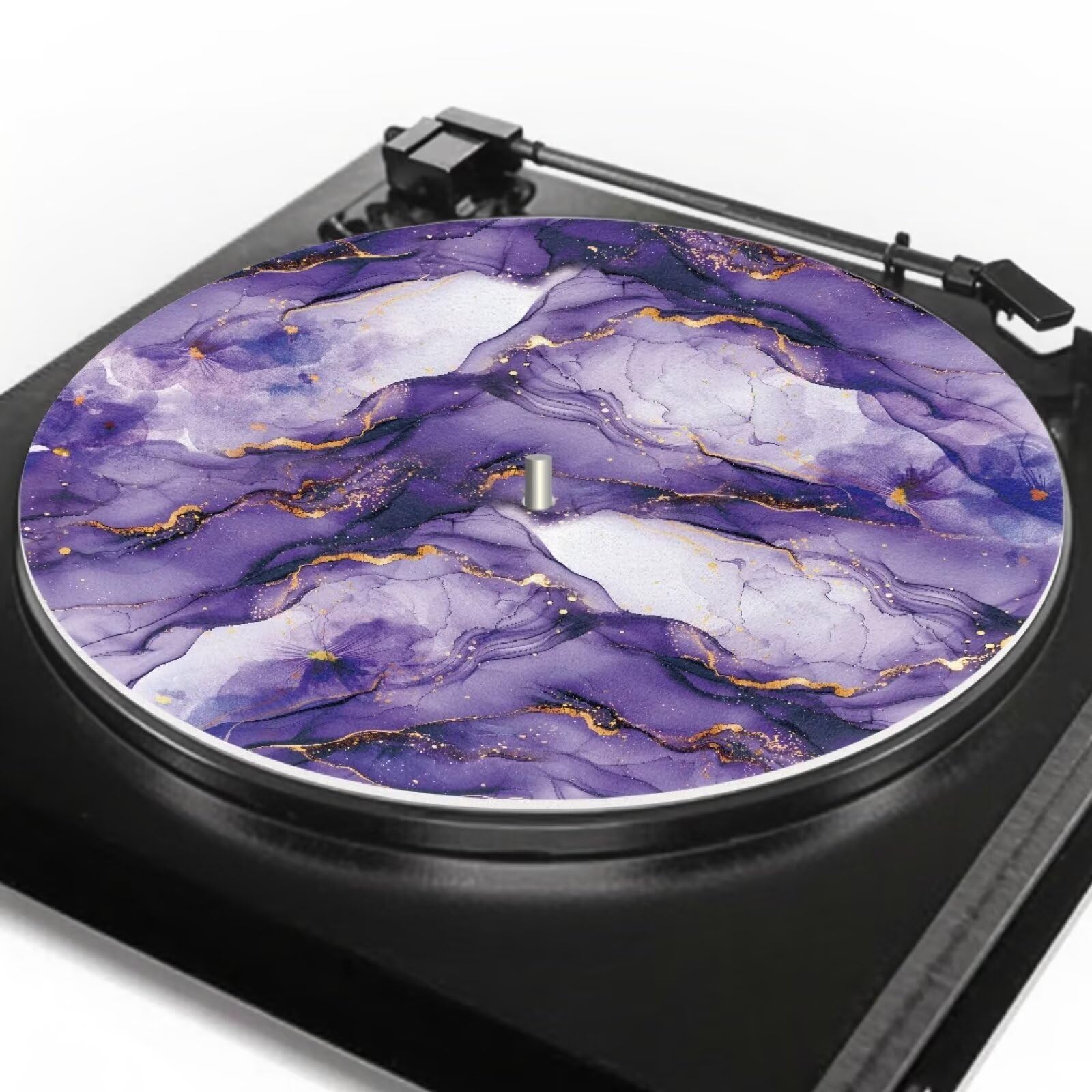 Qehuruxo Purple Marble Slipmats for Record Player turntable Slipmat for 12