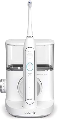 Waterpik Sonic-Fusion 2.0 Professional Flossing Toothbrush, Electric Toothbrush and Water Flosser Combo In One, White