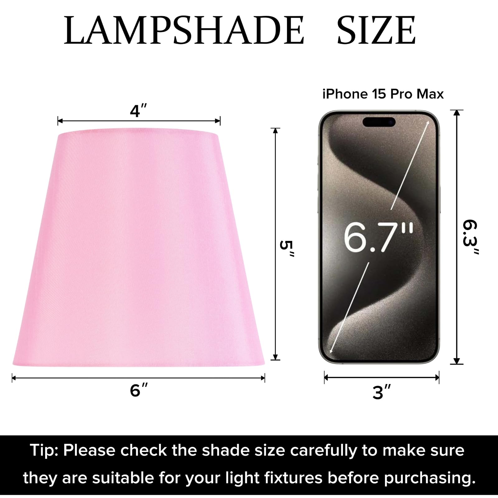 GO&SO Set di 6 paralumi per lampadario, lampadina a clip, 10,2 x 15,2 x 12,7 cm, tessuto rosa | Paralume piccolo per sostituzione lampade da tavolo,Per applique da parete soggiorno,Elegante paralume